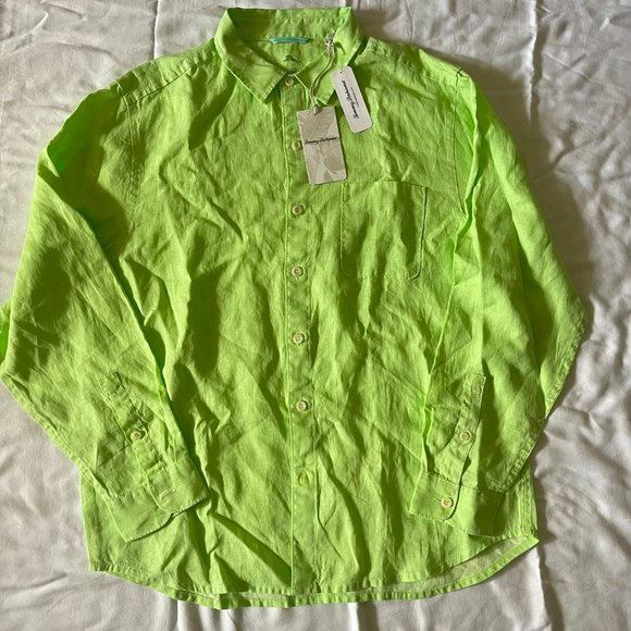Tommy Bahama Shirt Sea Glass Breezer Glowing Green Size L - Picture 2 of 7